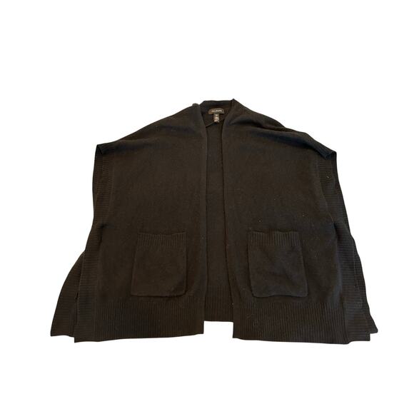 Halogen 100% Cashmere Cardigan Vest Pancho Black -One size - Picture 5 of 8